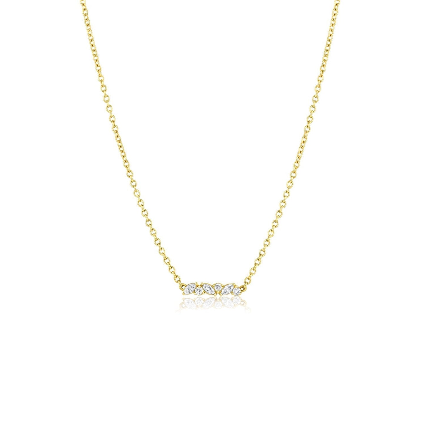 0.30 TCW Round & Marquise Moissanite Diamond Bar Pendant Necklace in Solid Gold 4