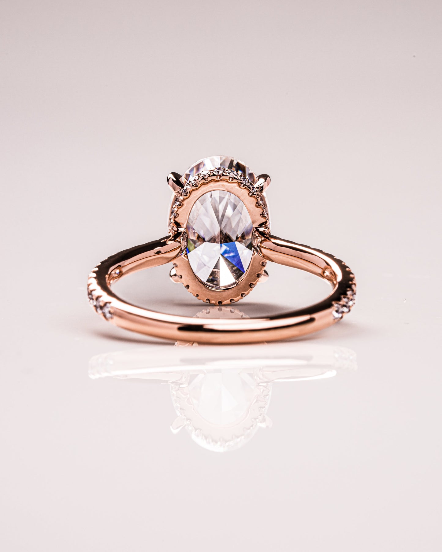 2.90 CT Oval Cut Lab Grown Diamond Engagement Ring With Hidden Halo Setting