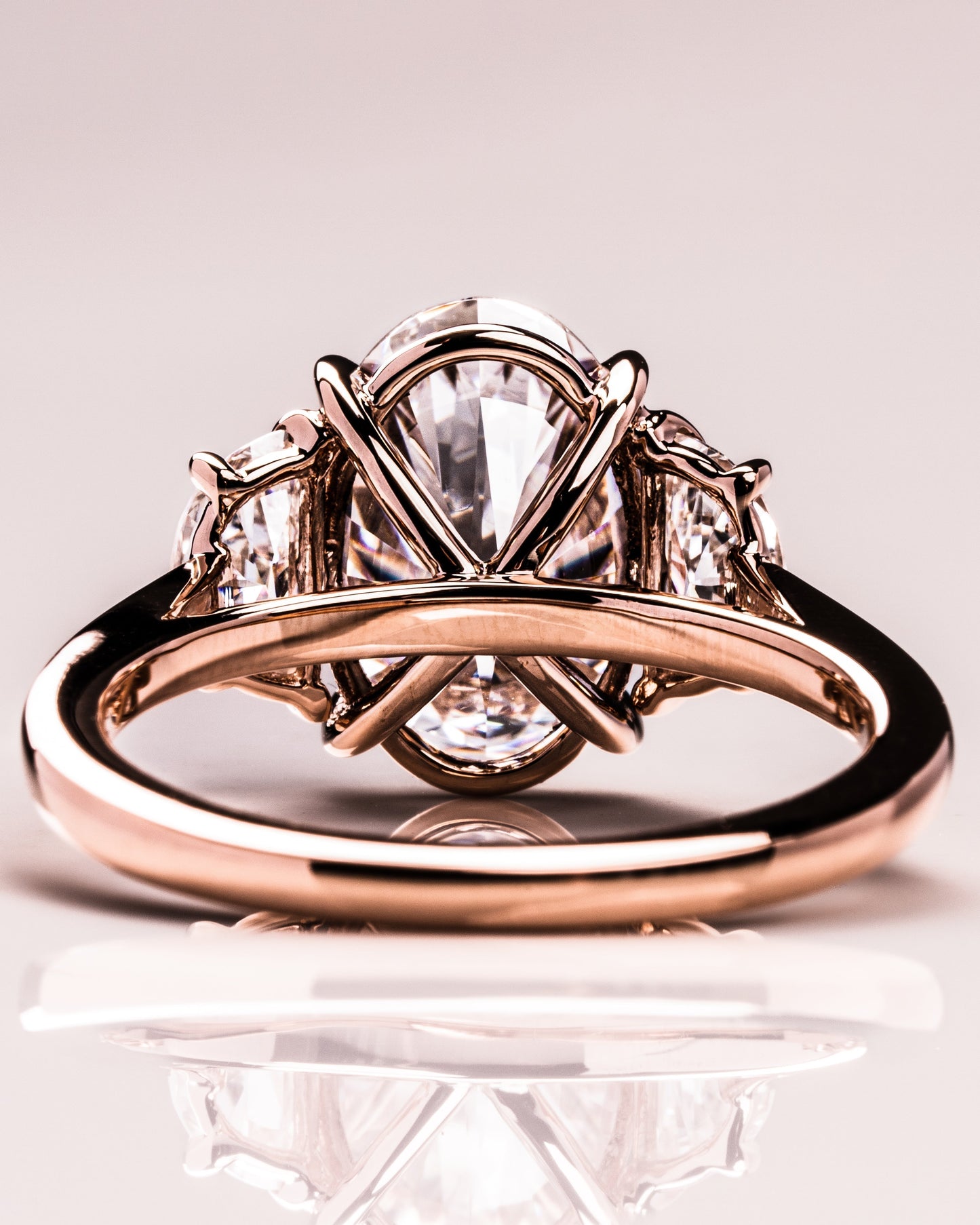 3.0 CT Oval Three Stones Lab Grown Diamond Engagement Ring