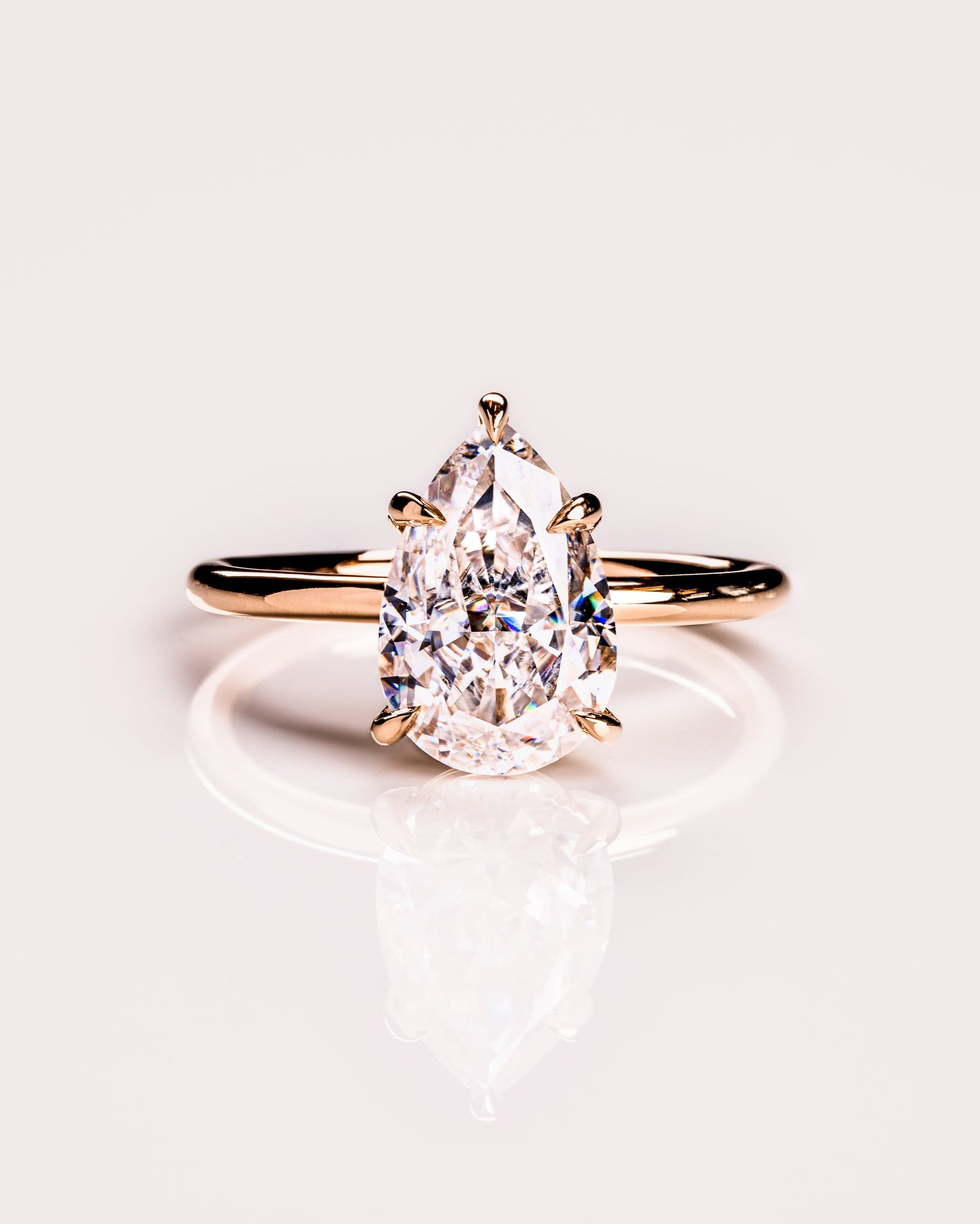 3.09 CT Pear Cut Lab Grown Diamond Solitaire Engagement Ring