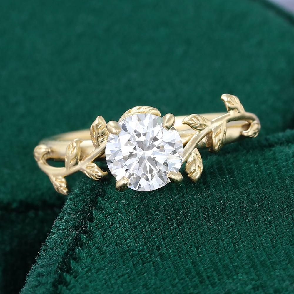 1 CT Round Cut Natured Inspired Lab Grown Diamond Engagement Ring