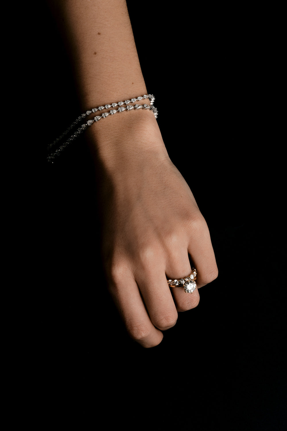 4.5 TCW Pear East-West Stones Lab Grown Diamond Tennis Bracelet