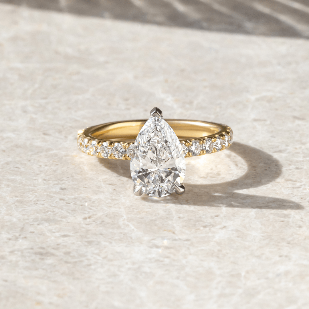 Marquise Shaped Three Stone Lab Grown Diamond Engagement Ring