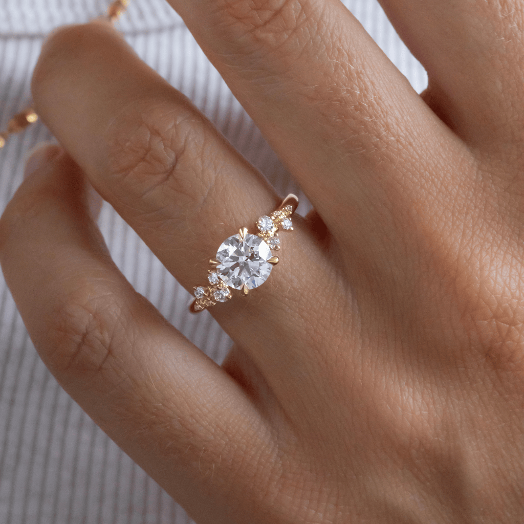 Marquise Shaped Three Stone Lab Grown Diamond Engagement Ring