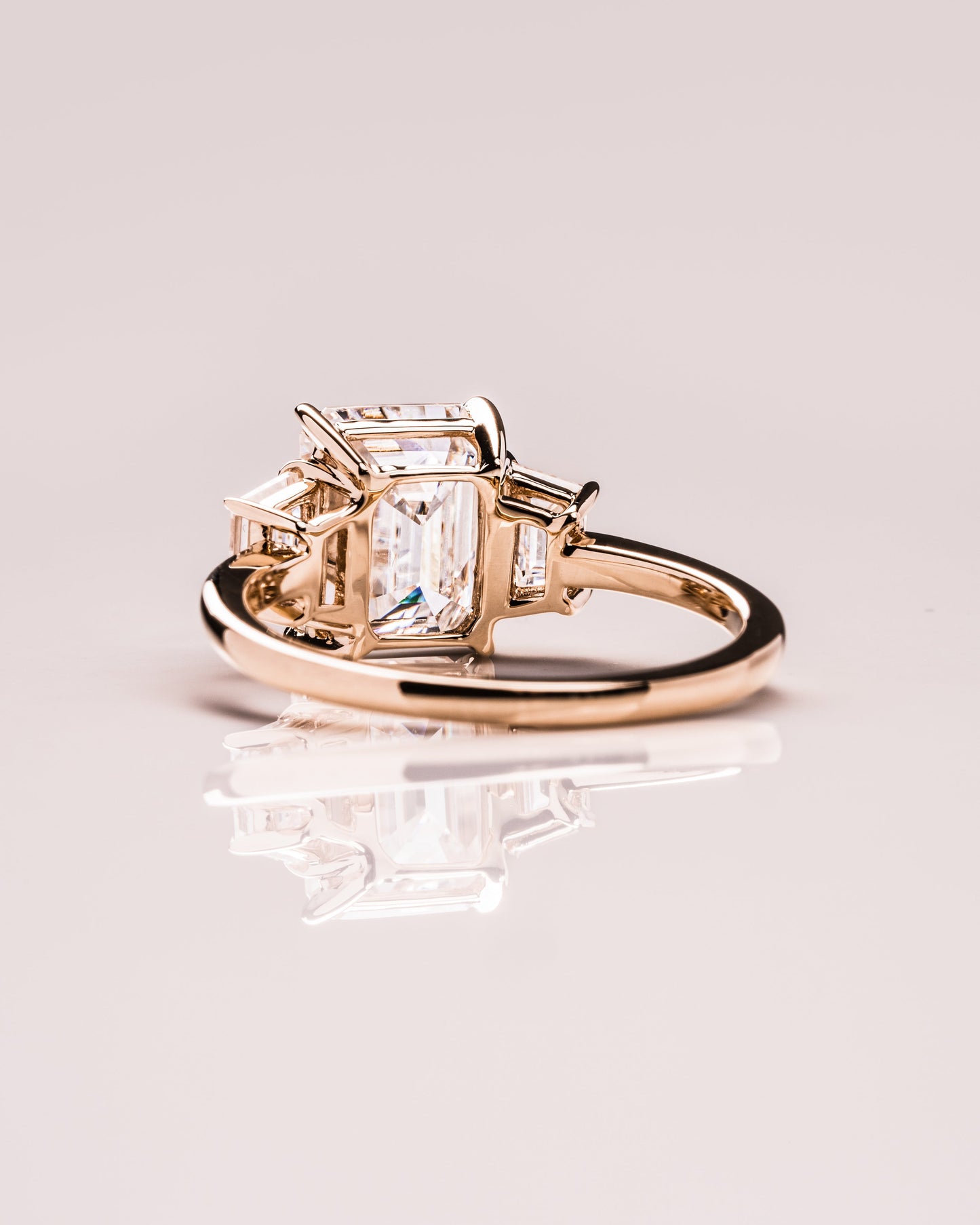 0.66 CT Emerald Cut Three Stones Lab Grown Diamond Engagement Ring