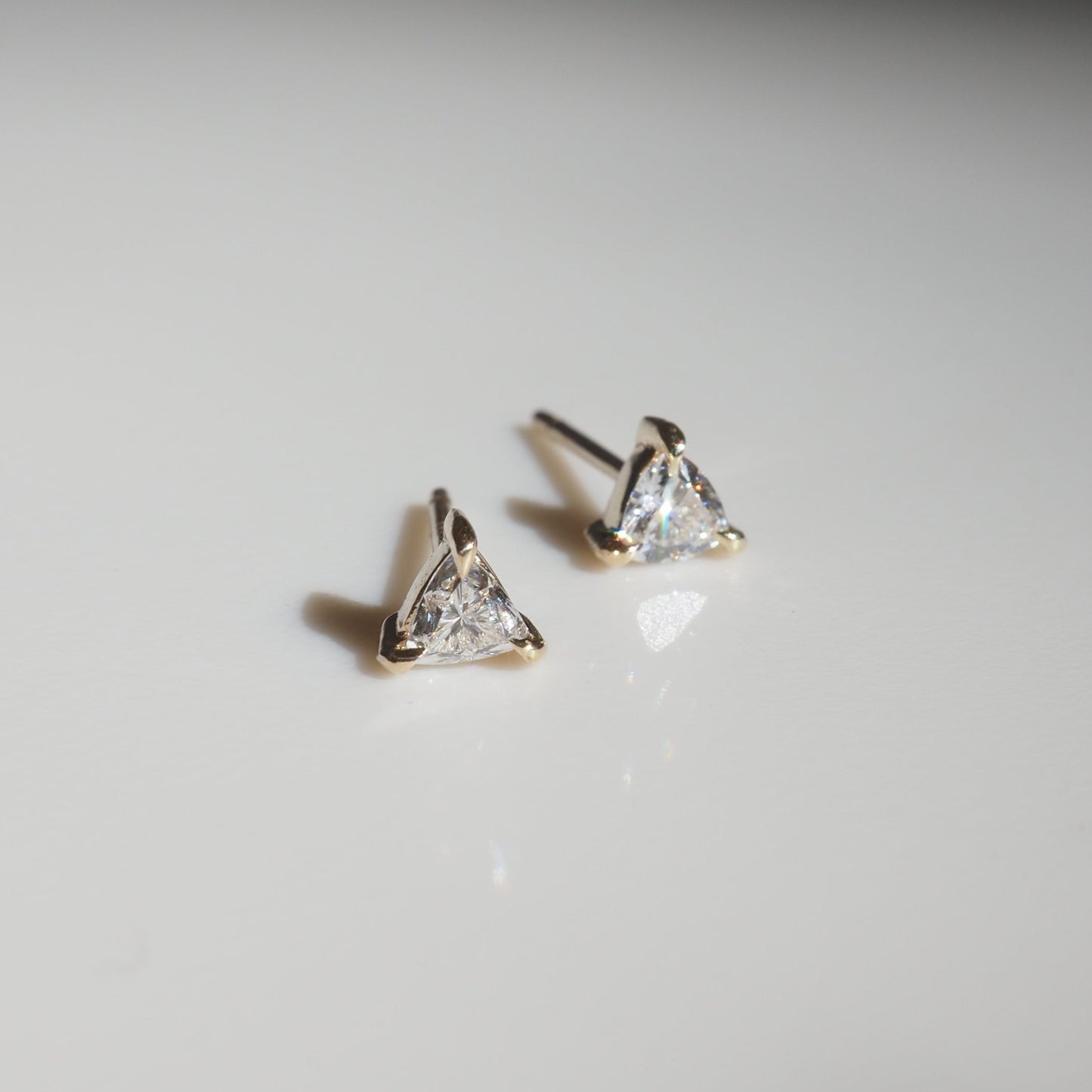 1.0 TCW Trillion Cut Moissanite Stud Earrings in Gold 1