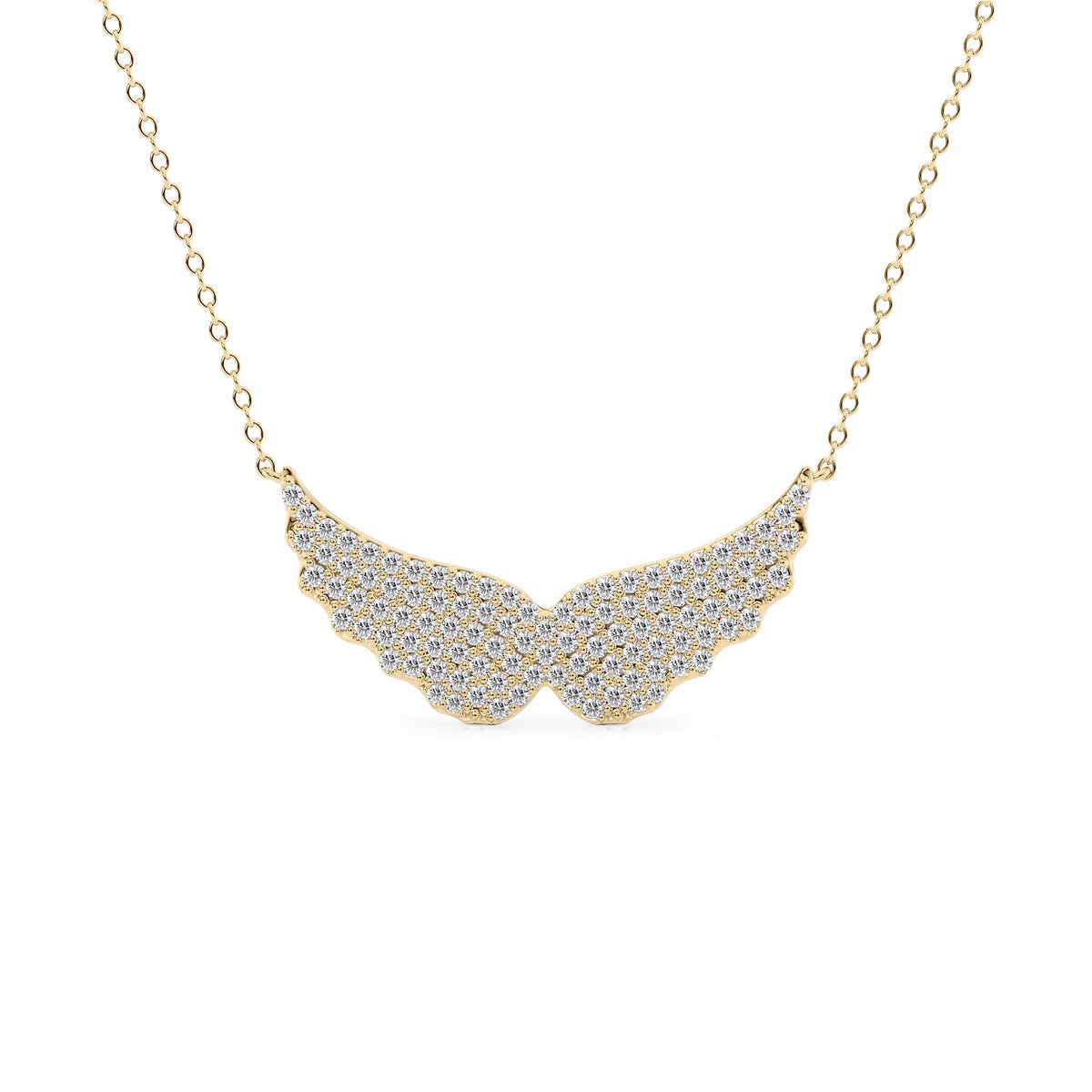 0.65 CT Round Wings Pendant Lab Grown Diamond Necklace in Solid Gold