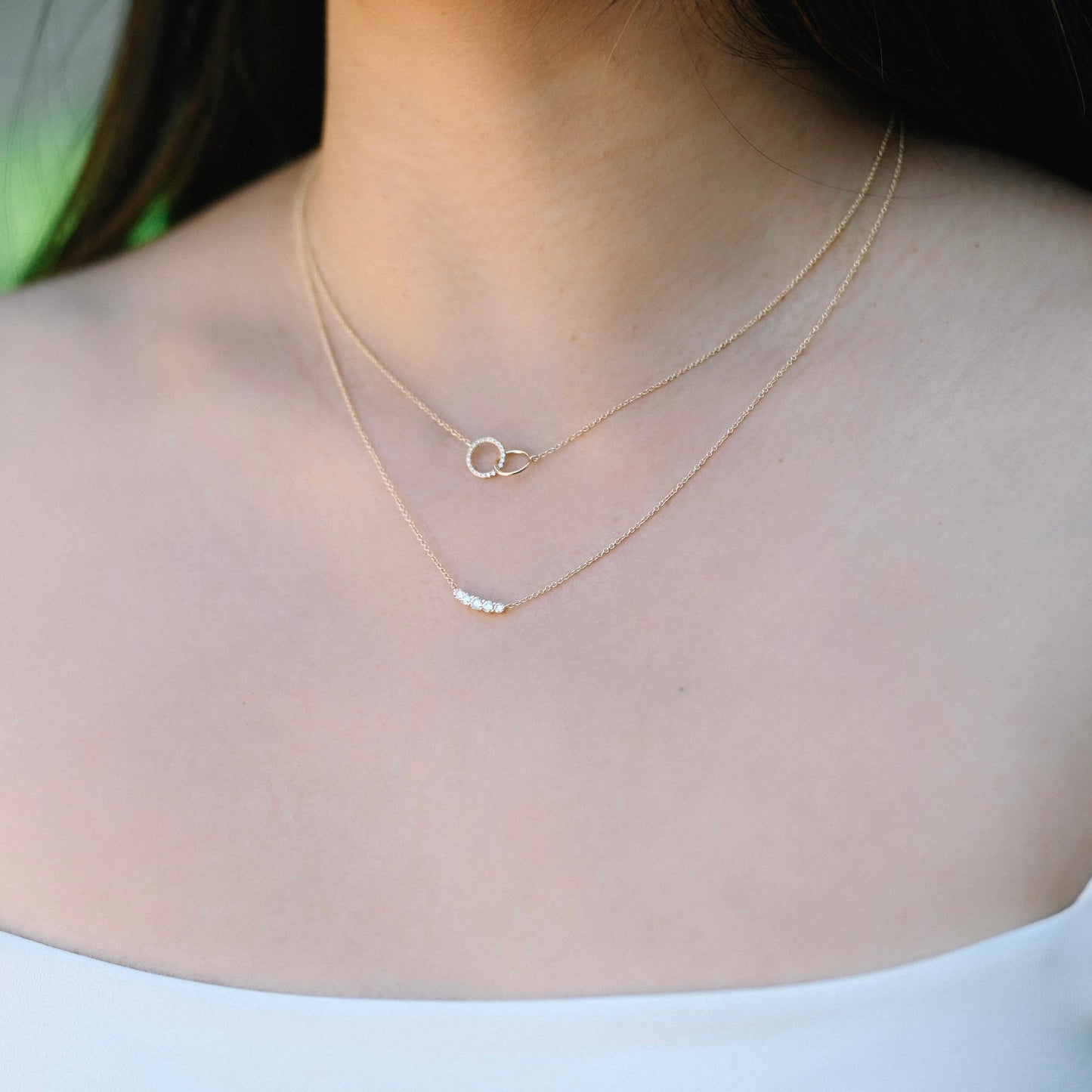 1.0 CT Round Moissanite Diamond Forever Linked Pendant Necklace in Solid Gold 5