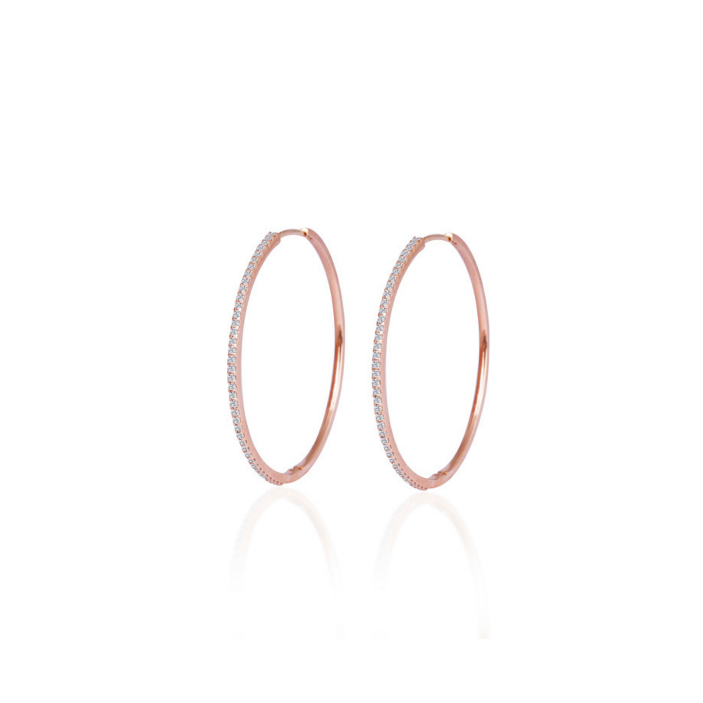 0.70 TCW Round Cut Moissanite Hoops Earrings in Gold 4