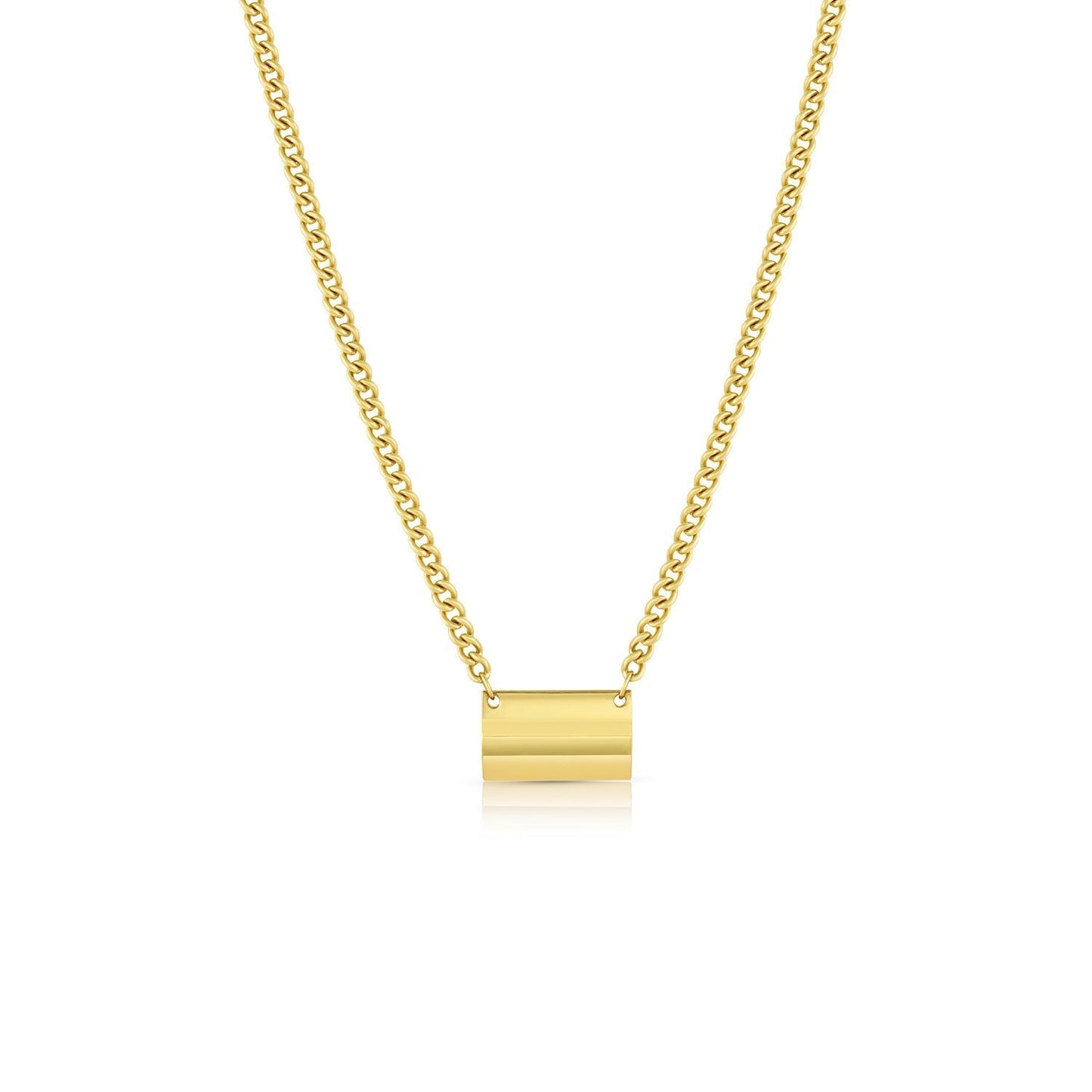 Envelope Curb Necklace in Solid Gold 4