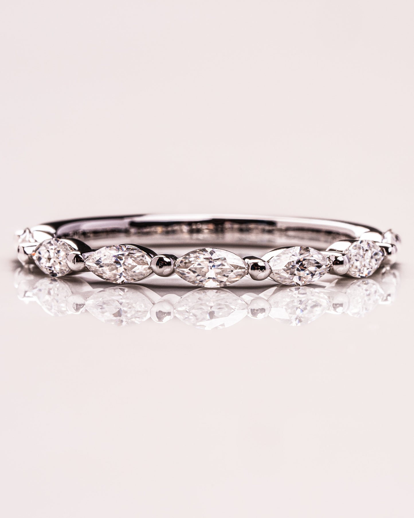 0.7 CT Marquise Cut Lab Grown Diamond Thin Wedding Band