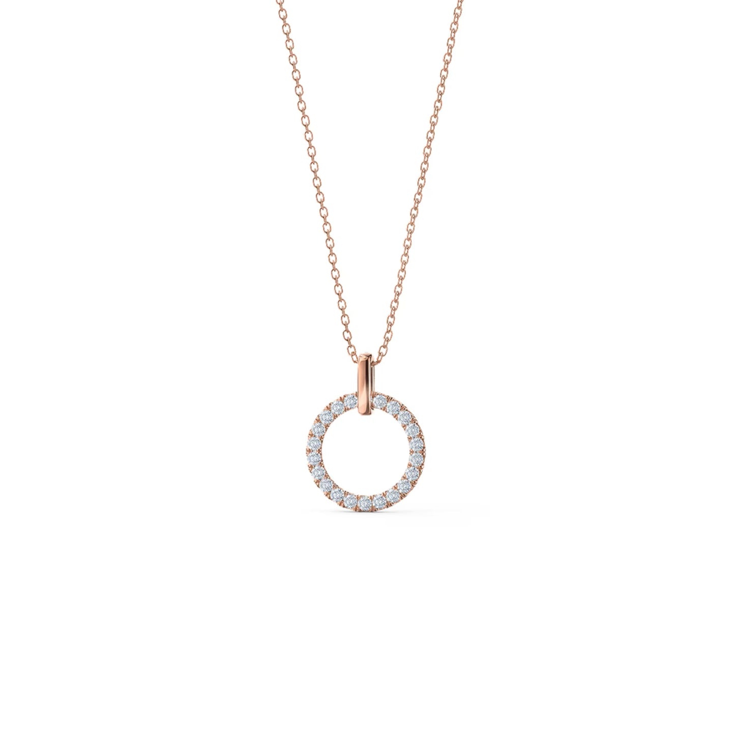 0.80 TCW Round Moissanite Diamond Circle Pendant Necklace in Solid Gold 6