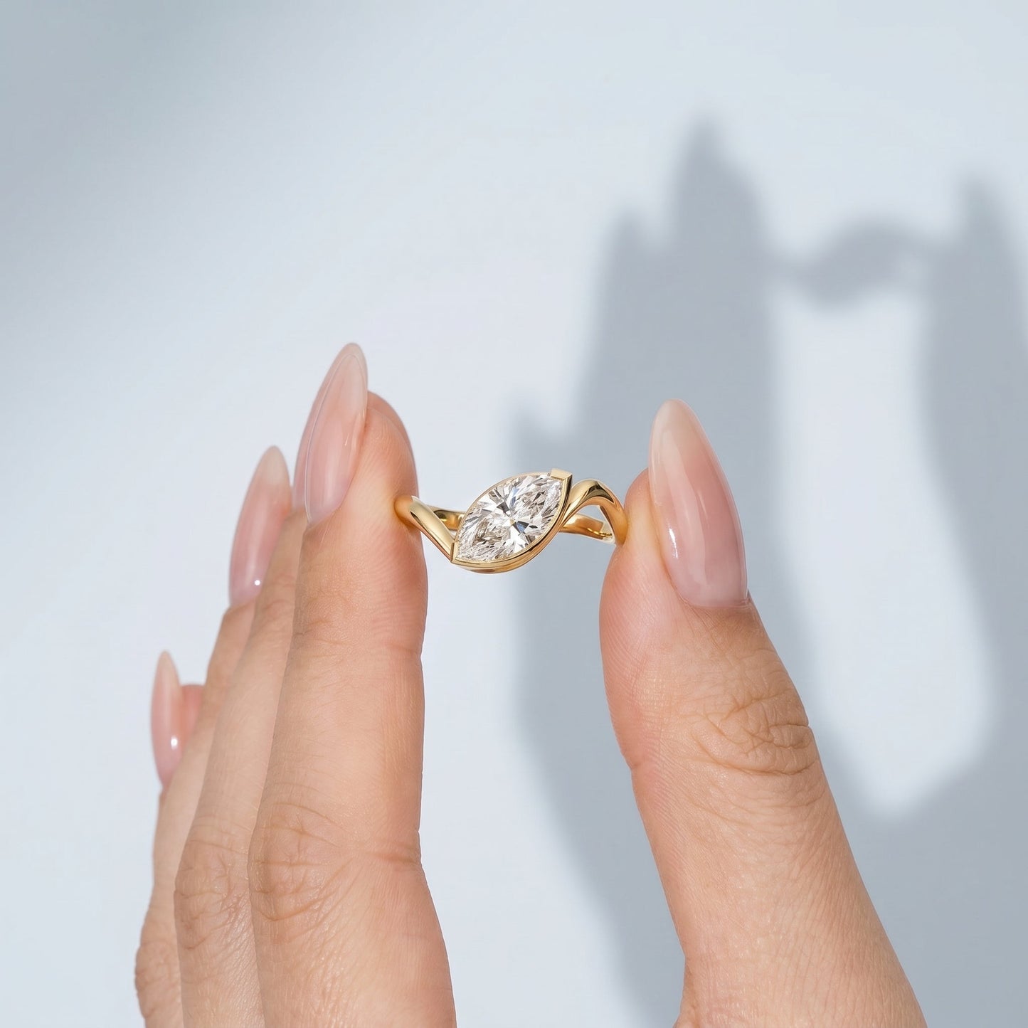 Marquise Swirl Solitaire Engagement Ring – 1 CT Lab Grown Diamond
