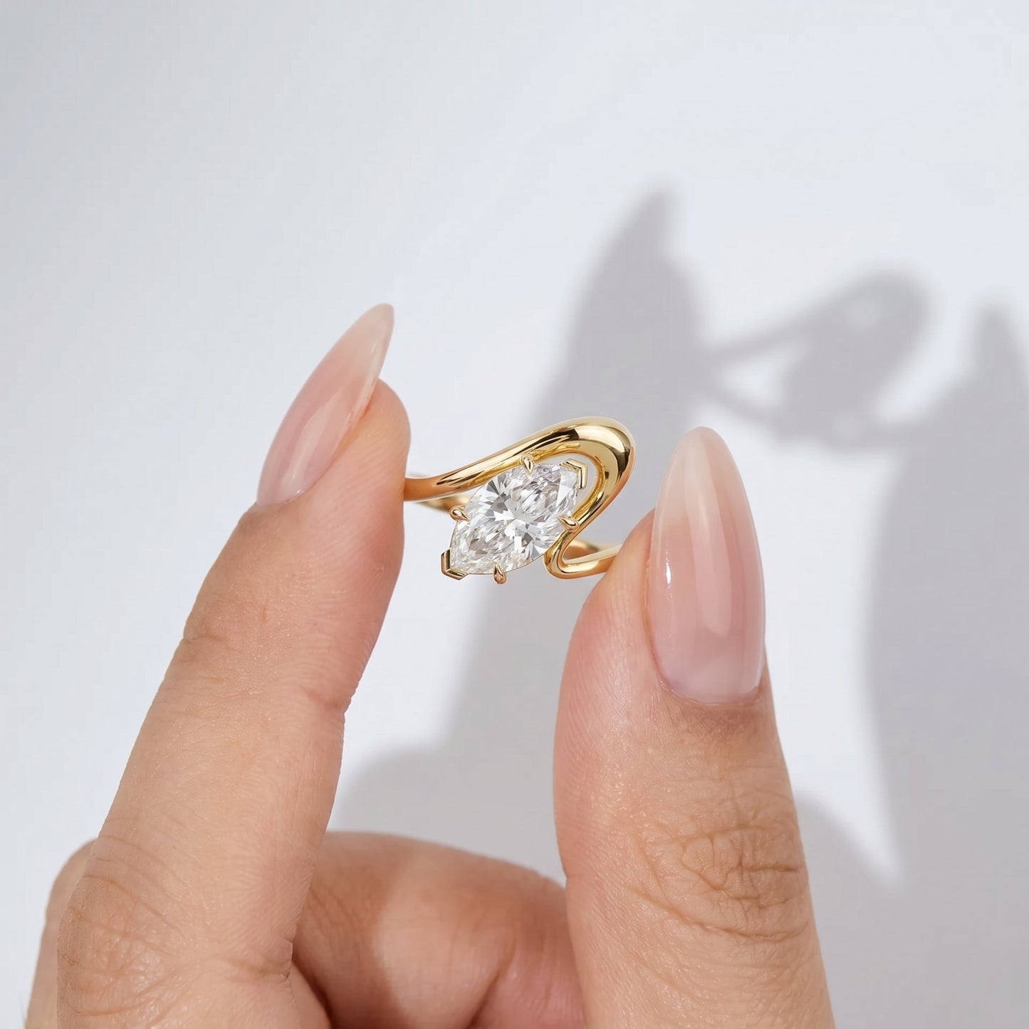 Marquise Swirl Solitaire Engagement Ring – 1 CT Lab Grown Diamond