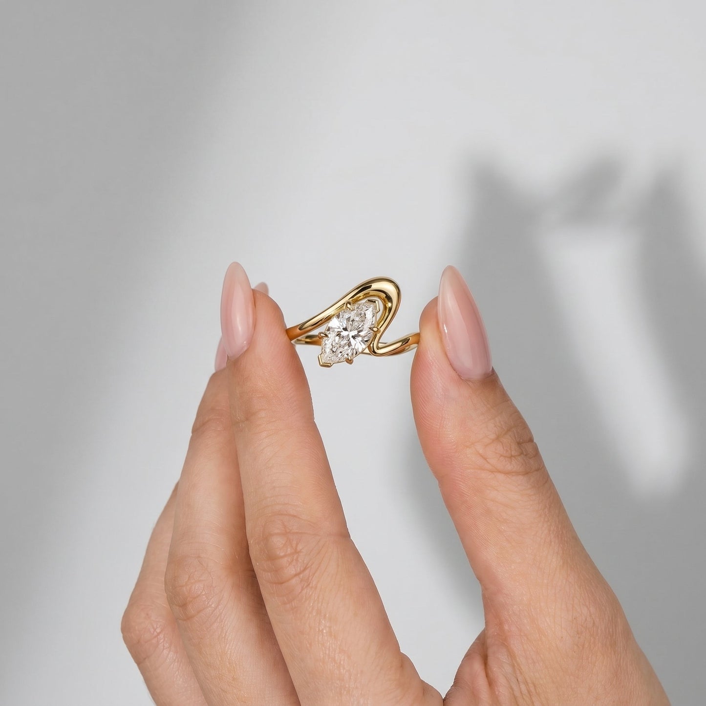 Marquise Swirl Solitaire Engagement Ring – 1 CT Lab Grown Diamond