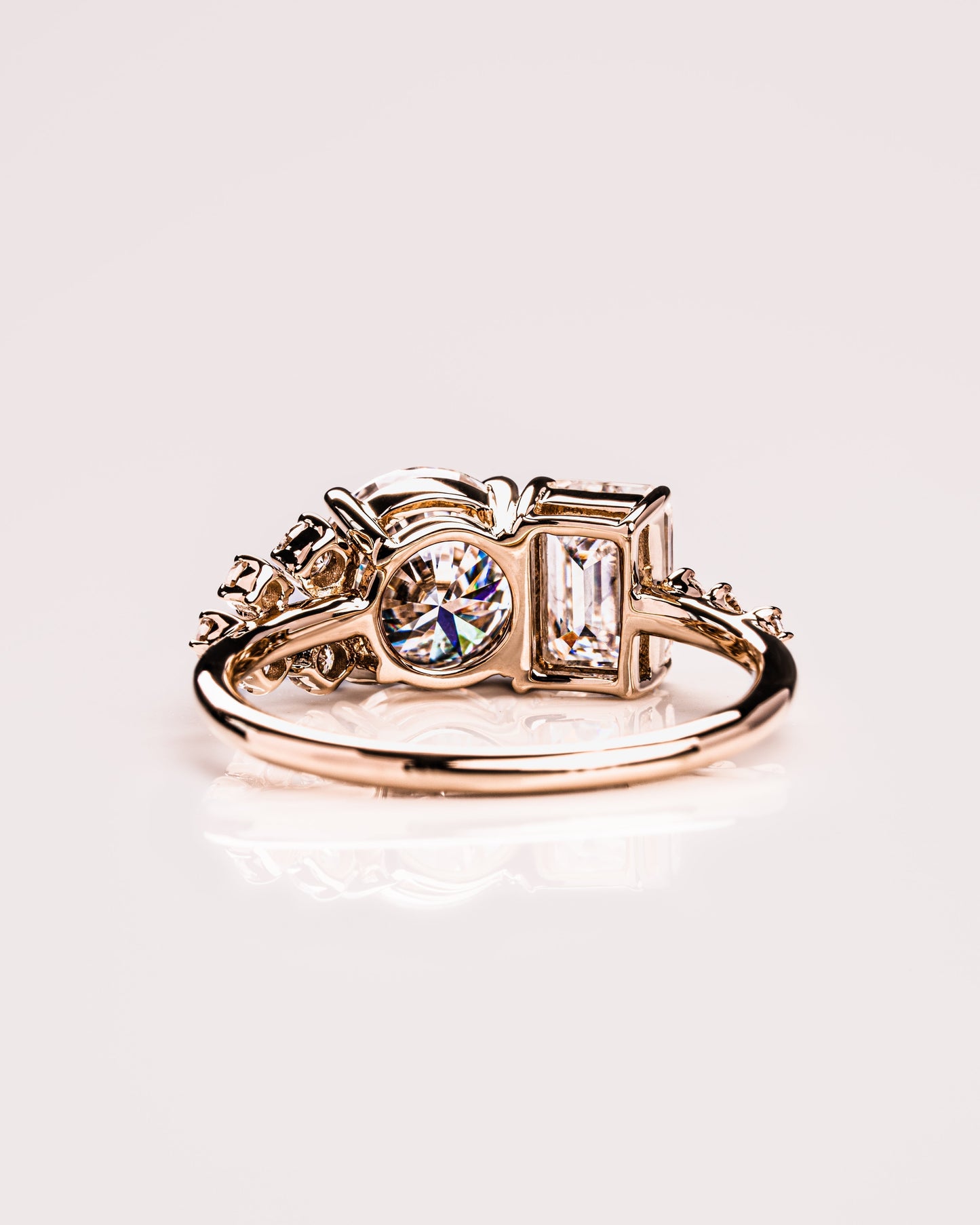 2.80 CT Emerald & Round Cut Toi Et Moi Lab Grown Diamond Engagement Ring