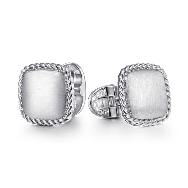 Square with Twisted Rope Trim Cufflinks For Men