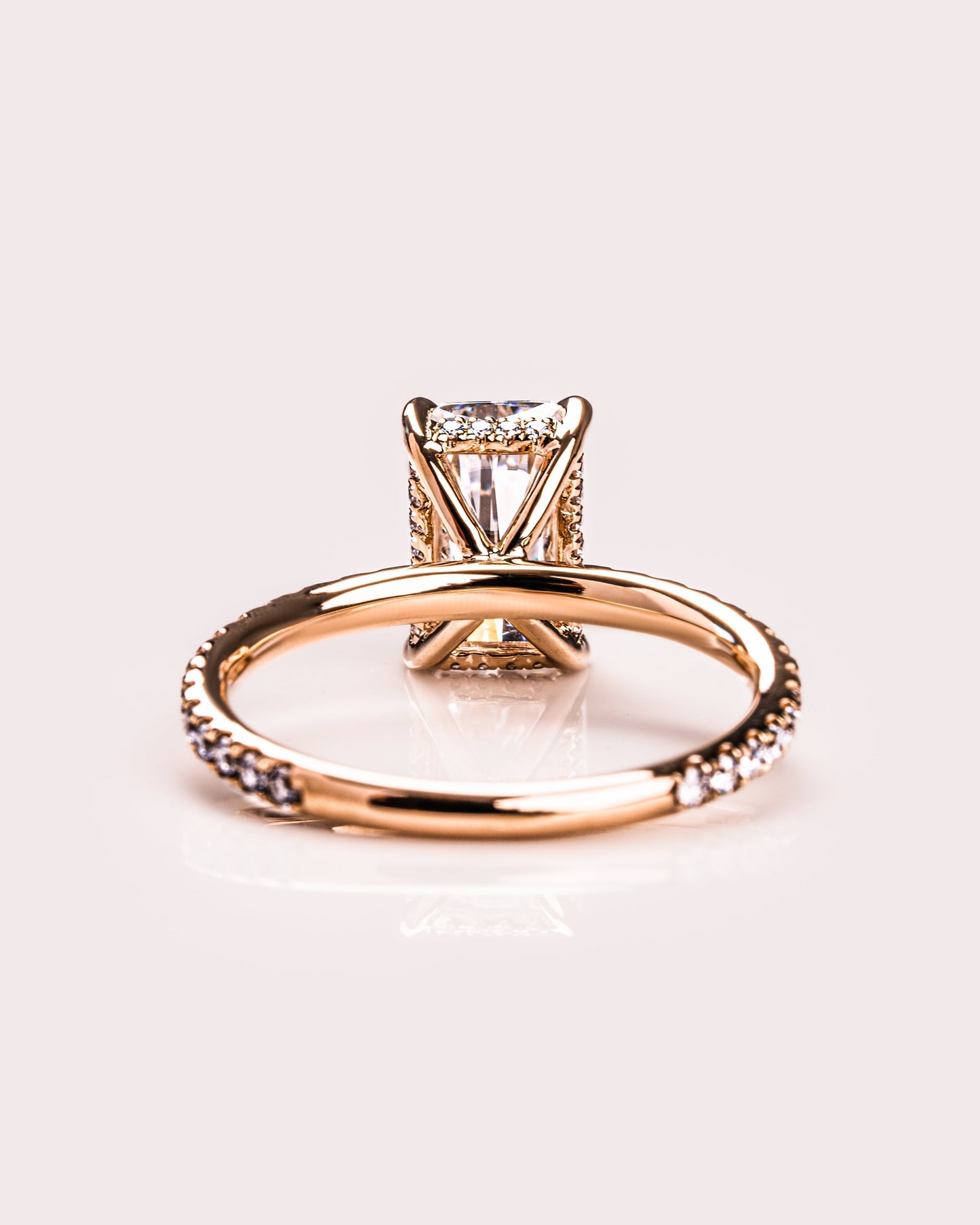 2.43 CT Radiant Cut Lab Grown Diamond Engagement Ring With Hidden Halo Setting