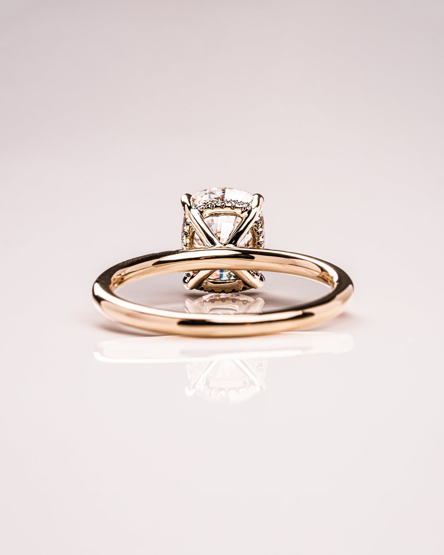 2.15 CT Cushion Cut Lab Grown Diamond Engagement Ring With Hidden Halo Setting