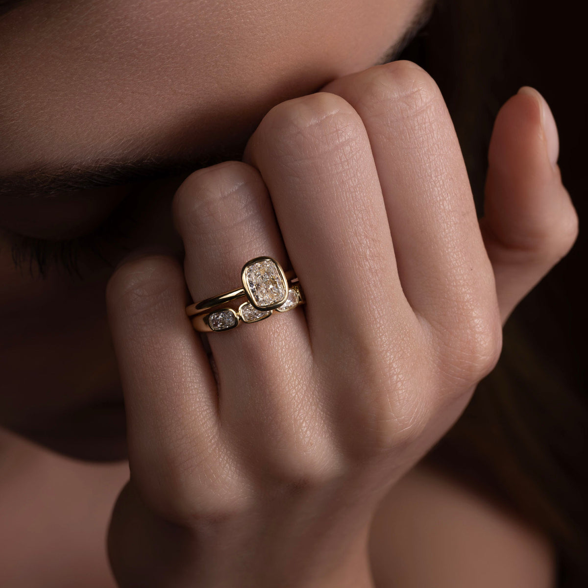 Oval Three Stone Lab Grown Diamond Engagement Ring