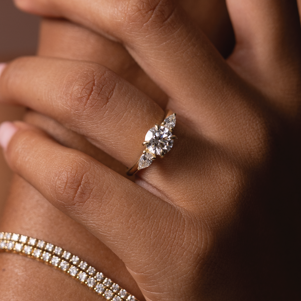 Oval Three Stone Lab Grown Diamond Engagement Ring
