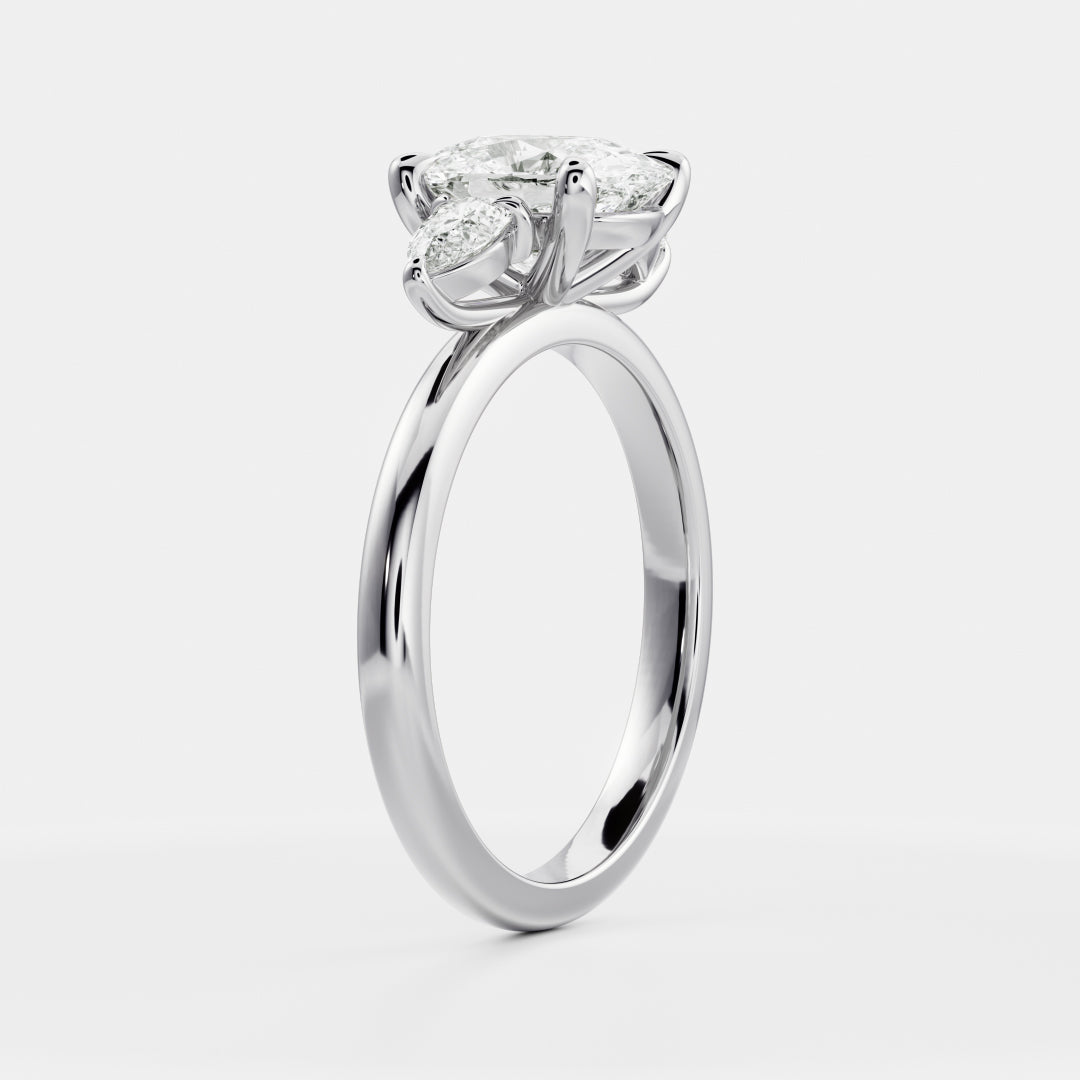 Oval Three Stone Lab Grown Diamond Engagement Ring