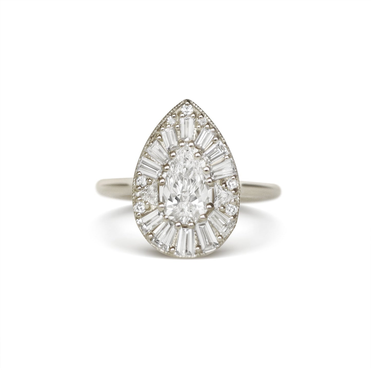 Marquise Shaped Three Stone Lab Grown Diamond Engagement Ring