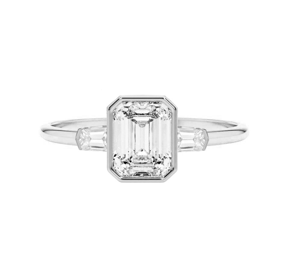 Marquise Shaped Three Stone Lab Grown Diamond Engagement Ring