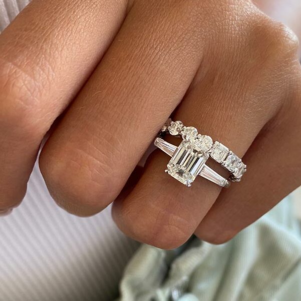 2.0 TCW Asscher and Round Cut Alternative Style Wedding Band (US Size 9 Ready To Ship)