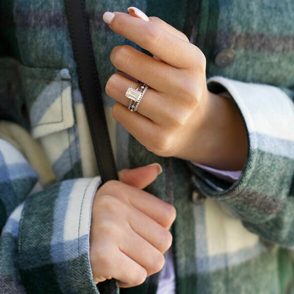 3.17 CT Emerald Cut Solitaire Style Moissanite Engagement Ring 7