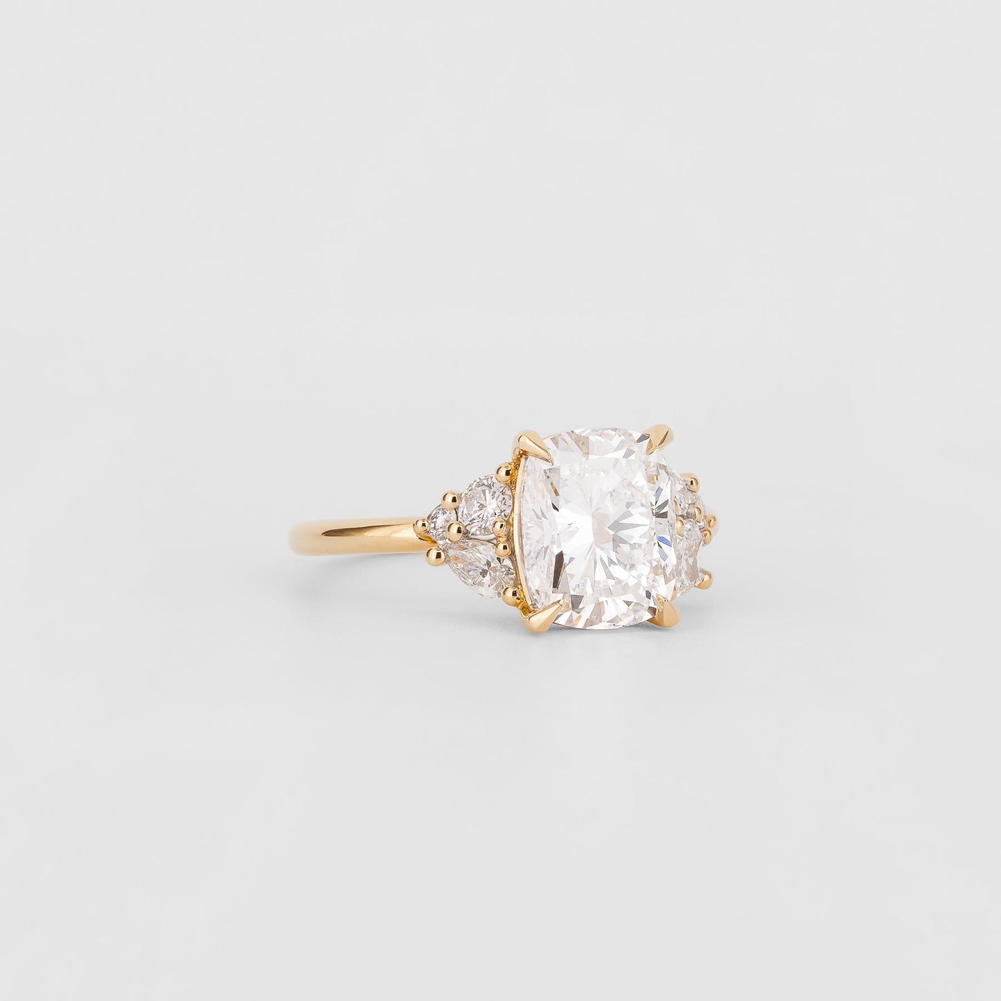 2.51 CT Cushion Cut Cluster Lab Grown Diamond Engagement Ring