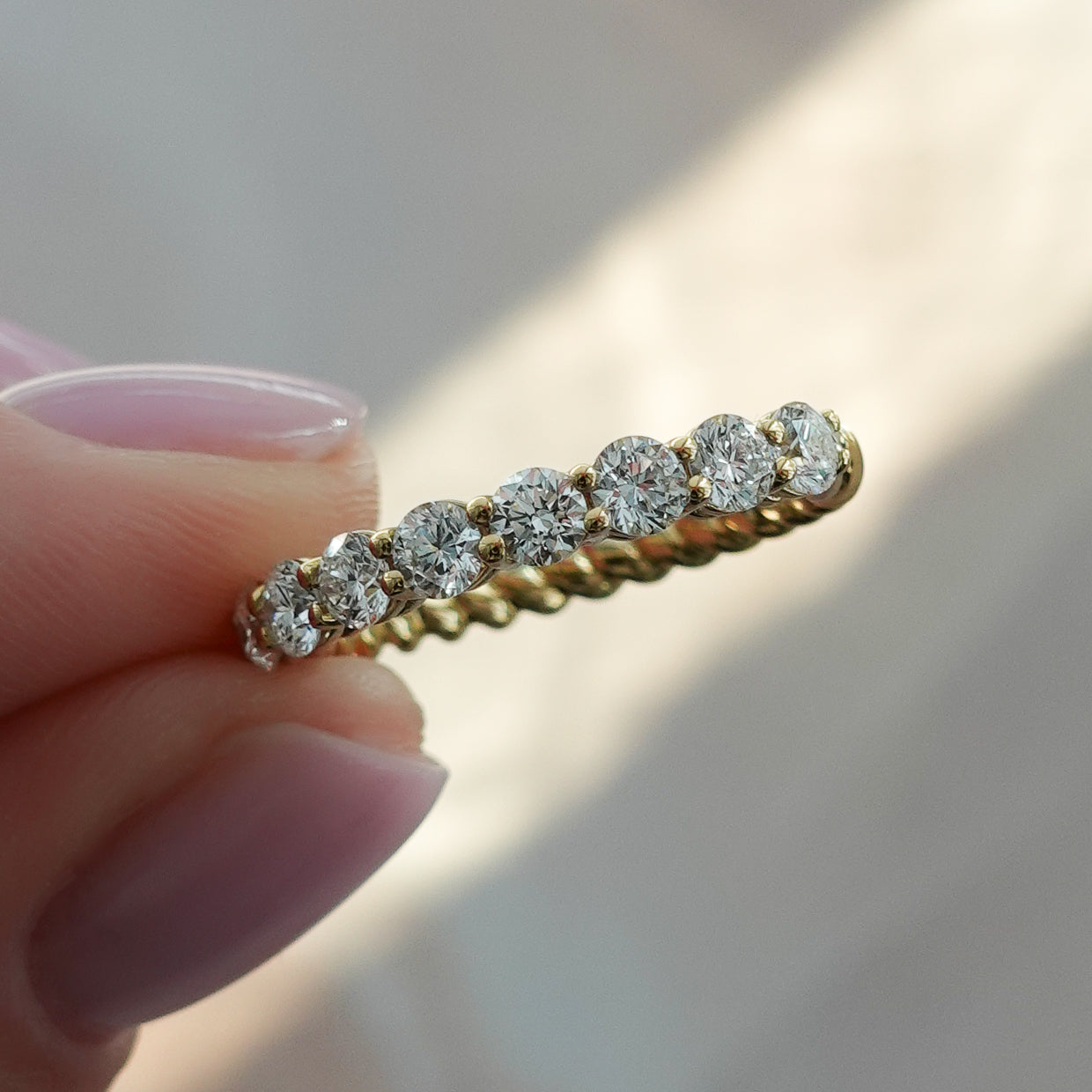 0.25 TCW Round Shaped Half Eternity Lab Grown Diamond Wedding Band