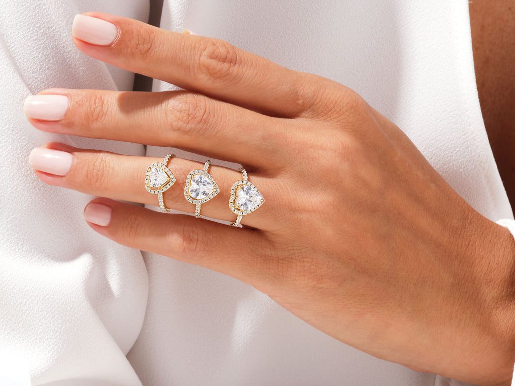 1.5 CT Heart Cut Halo & Pave Lab Grown Diamond Engagement Ring
