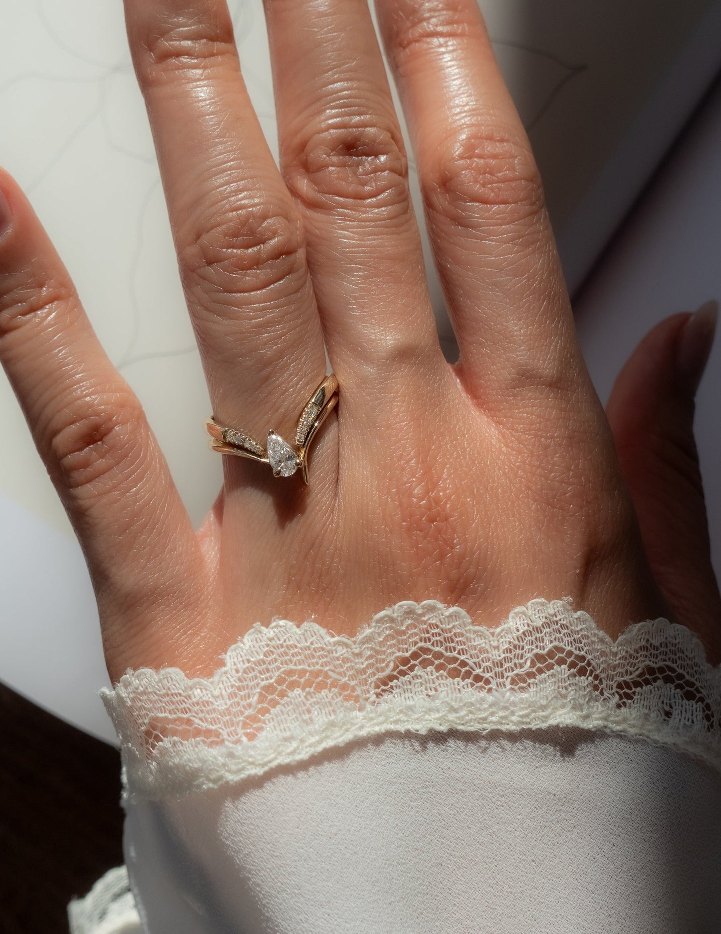 0.45 CT Pear Swirl Solitaire Minimal Daily Wear Lab Grown Engagement Ring