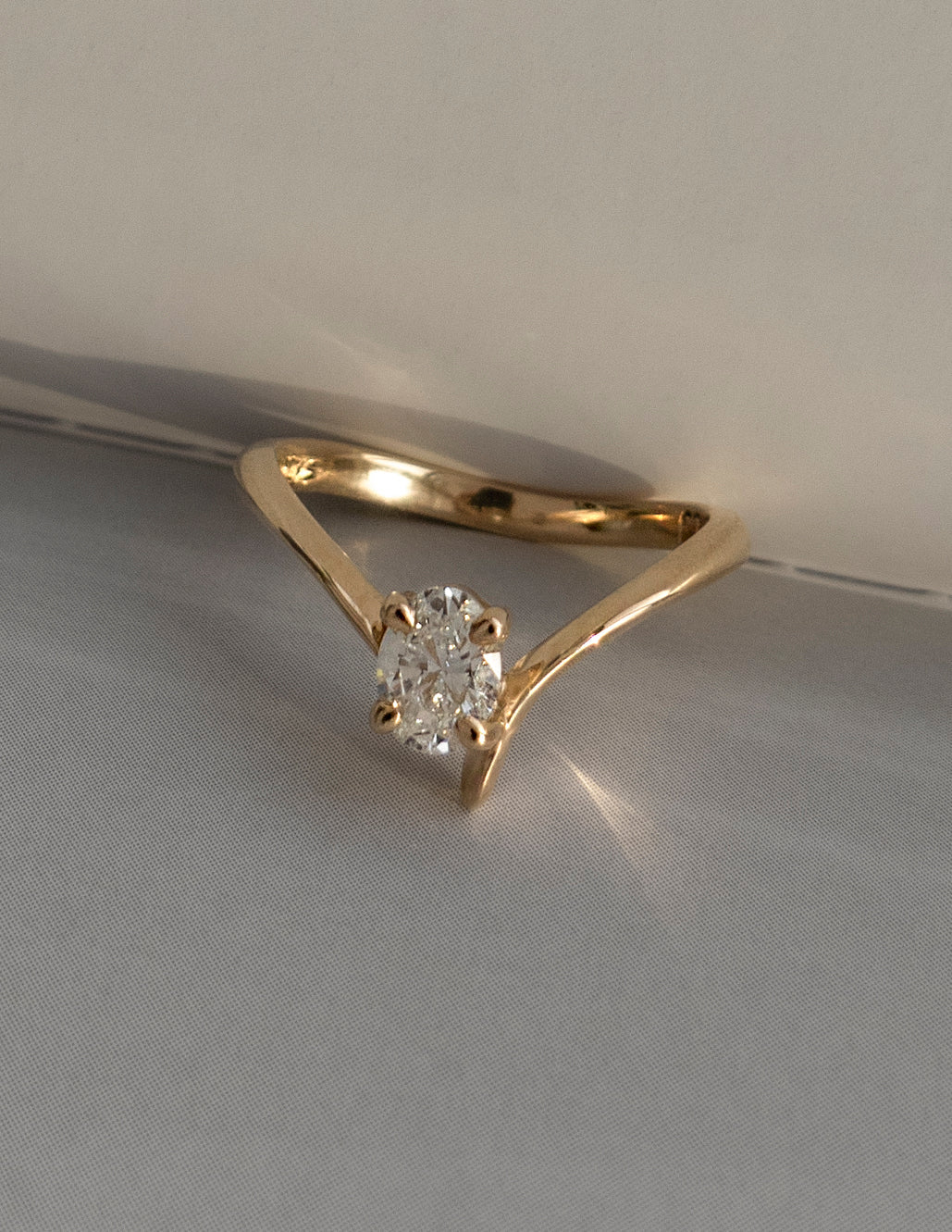 0.45 CT Oval Swirl Solitaire Minimal Daily Wear Lab Grown Engagement Ring