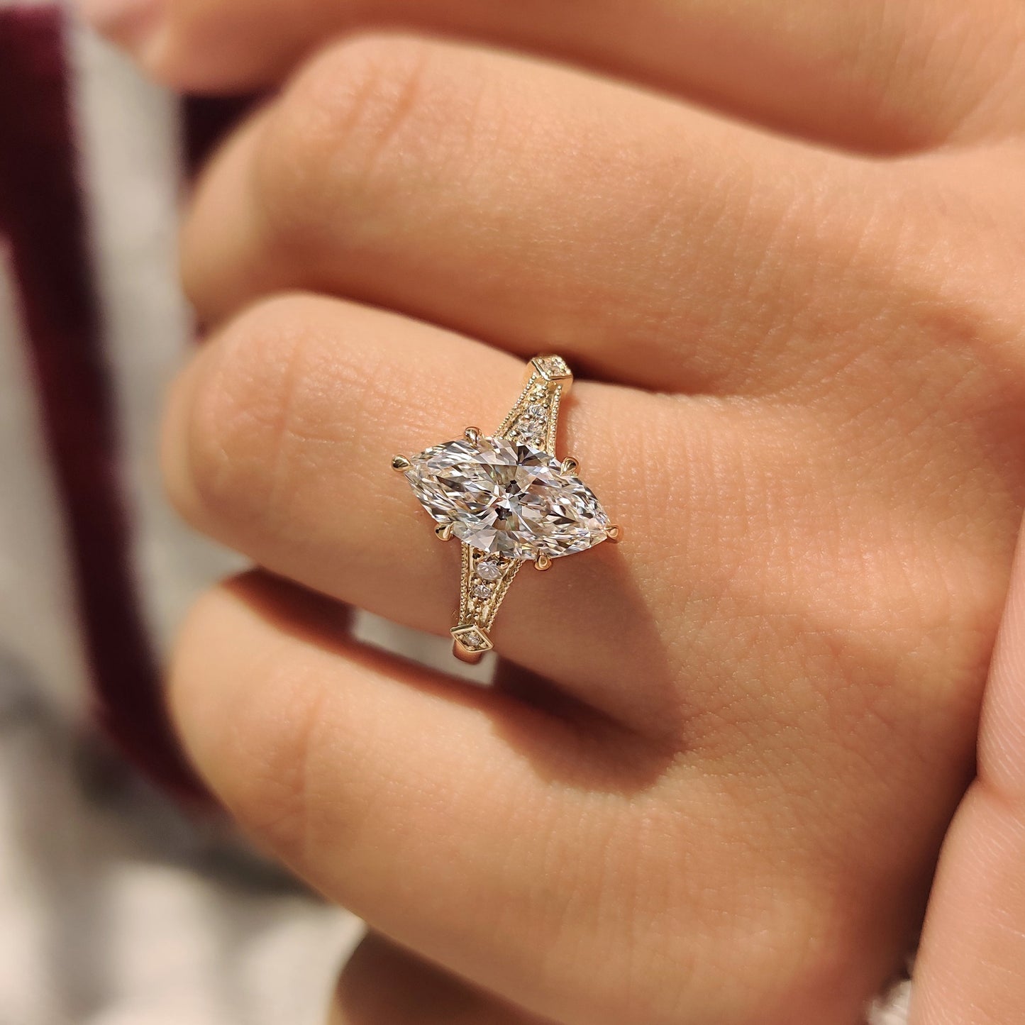 Cushion Hidden Halo Lab Grown Diamond Engagement Ring