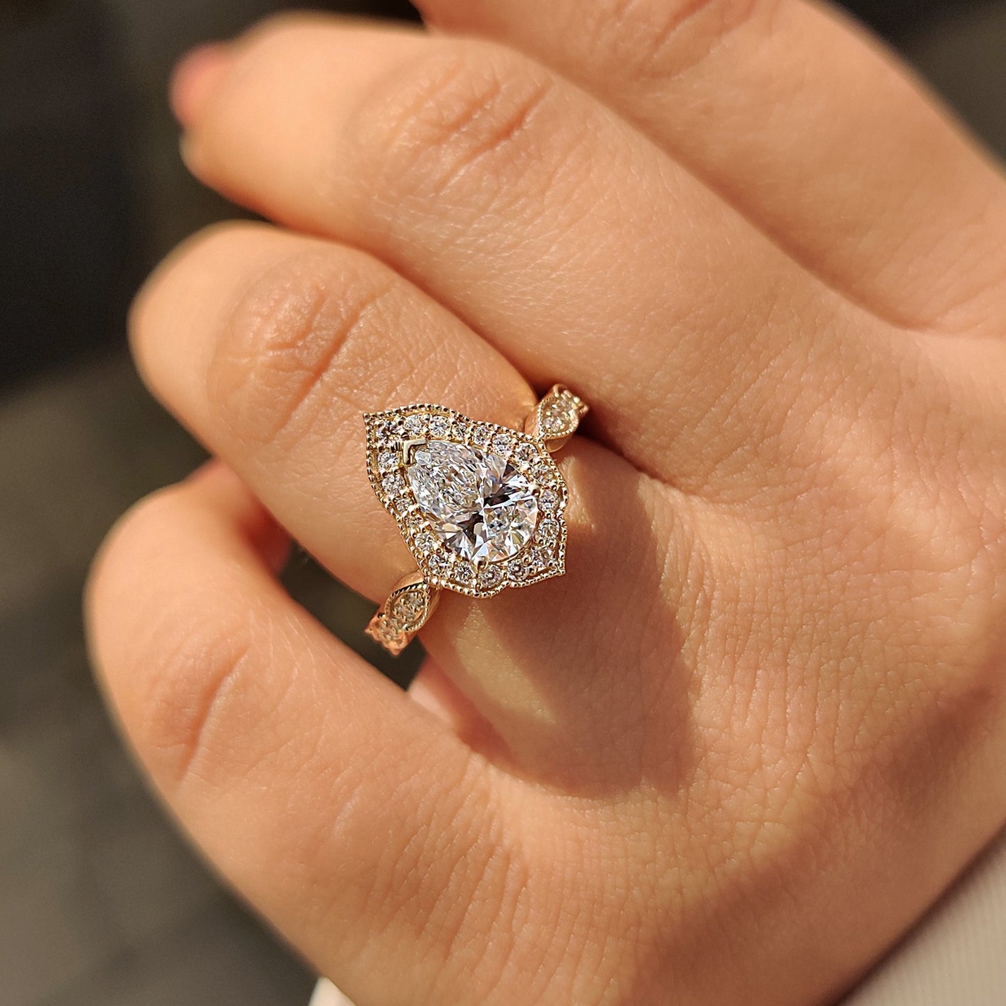 Cushion Hidden Halo Lab Grown Diamond Engagement Ring