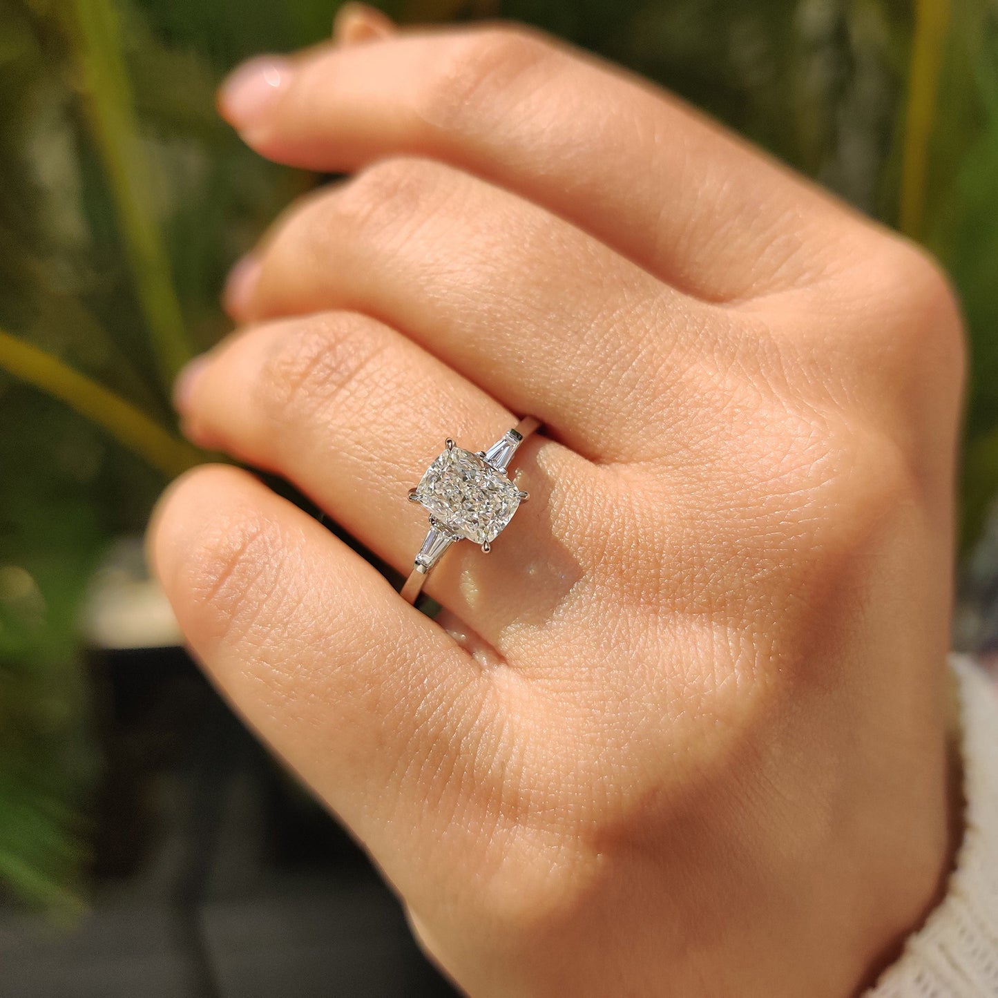 Cushion Hidden Halo Lab Grown Diamond Engagement Ring