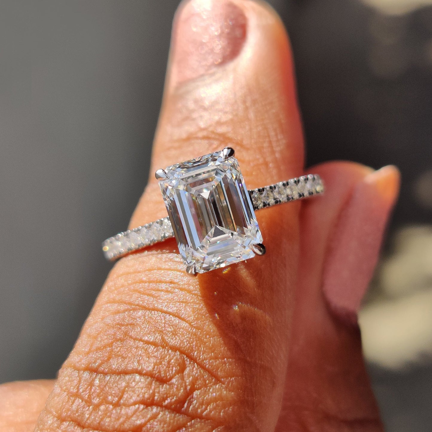 Cushion Hidden Halo Lab Grown Diamond Engagement Ring