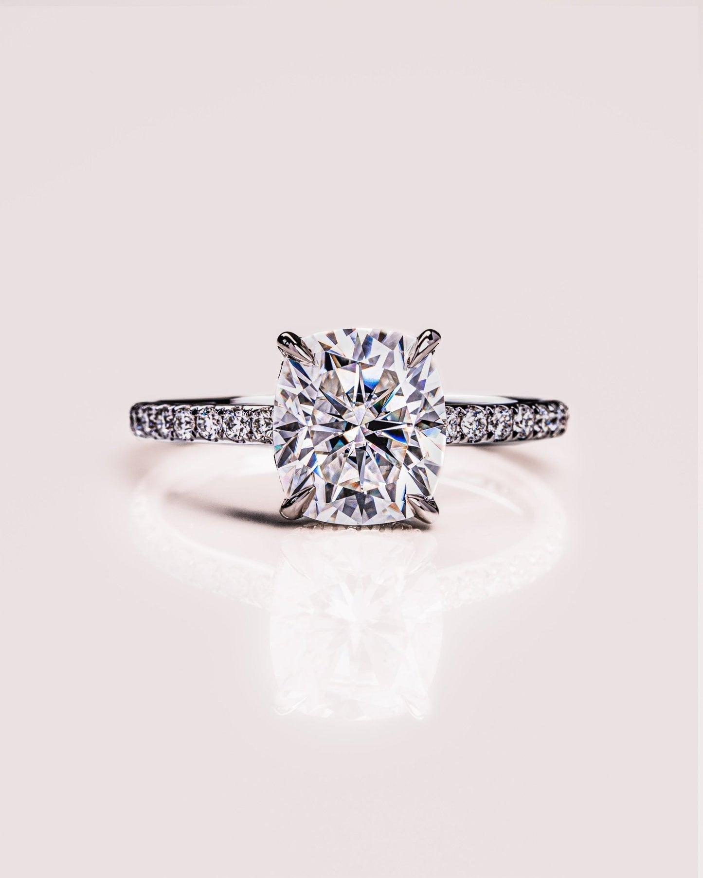 Cushion Hidden Halo Lab Grown Diamond Engagement Ring