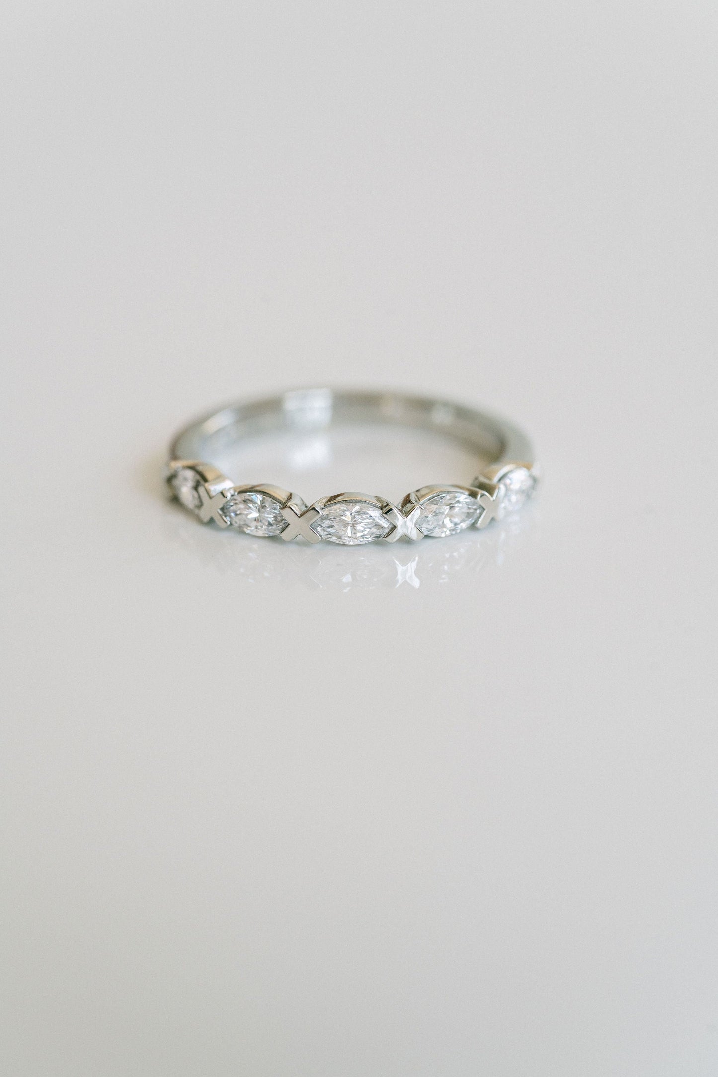 0.25 TCW Round Shaped Half Eternity Lab Grown Diamond Wedding Band