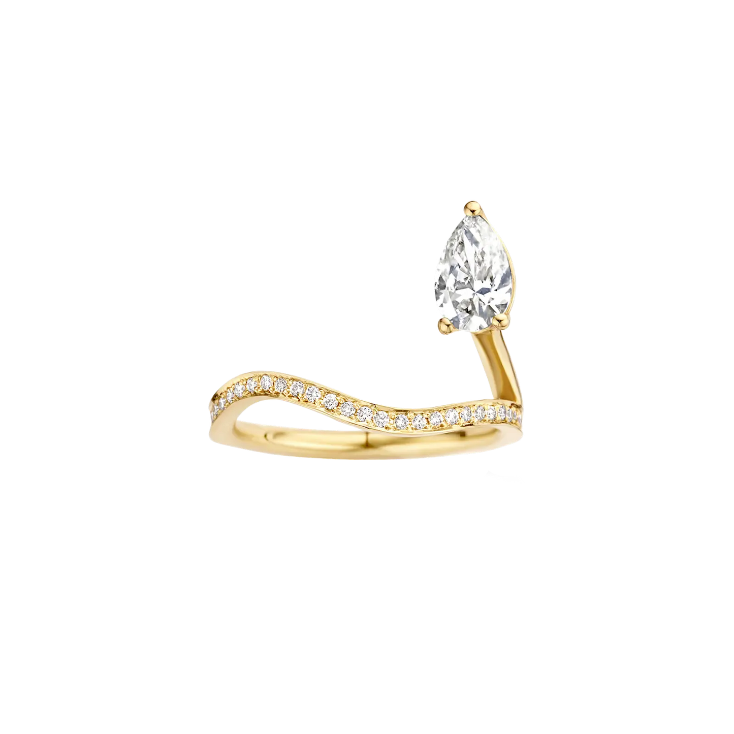 Timeless 0.75 CT Pear Cut Swirl Unique Pave Setting Lab Grown Diamond Engagement Ring