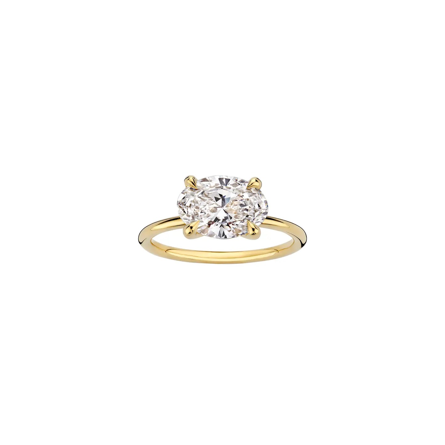 Timeless 2 CT Oval Cut East-West Solitaire Lab Grown Diamond Engagement Ring