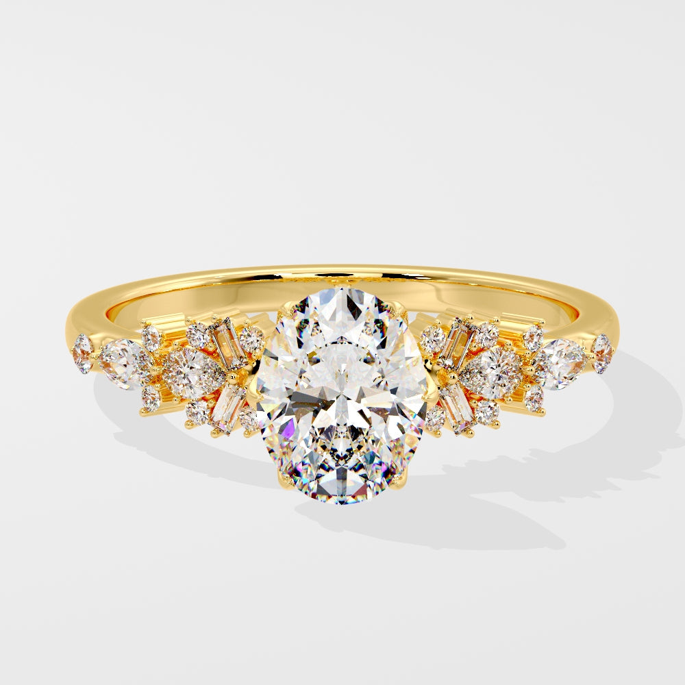 Marquise Shaped Three Stone Lab Grown Diamond Engagement Ring