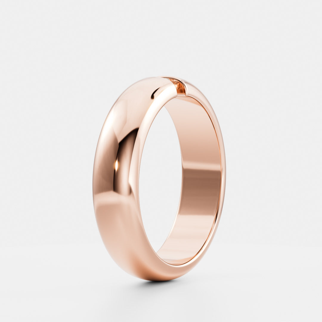 Round Lab Grown Diamond Tension Set Men's Gold Wedding Band