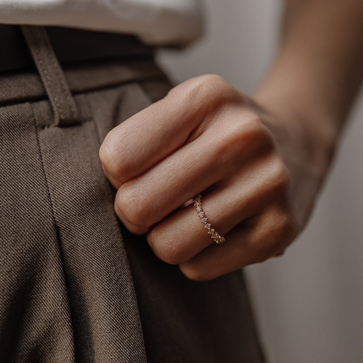 0.38 TCW Round Stones Half Eternity Lab Grown Diamond Wedding Band