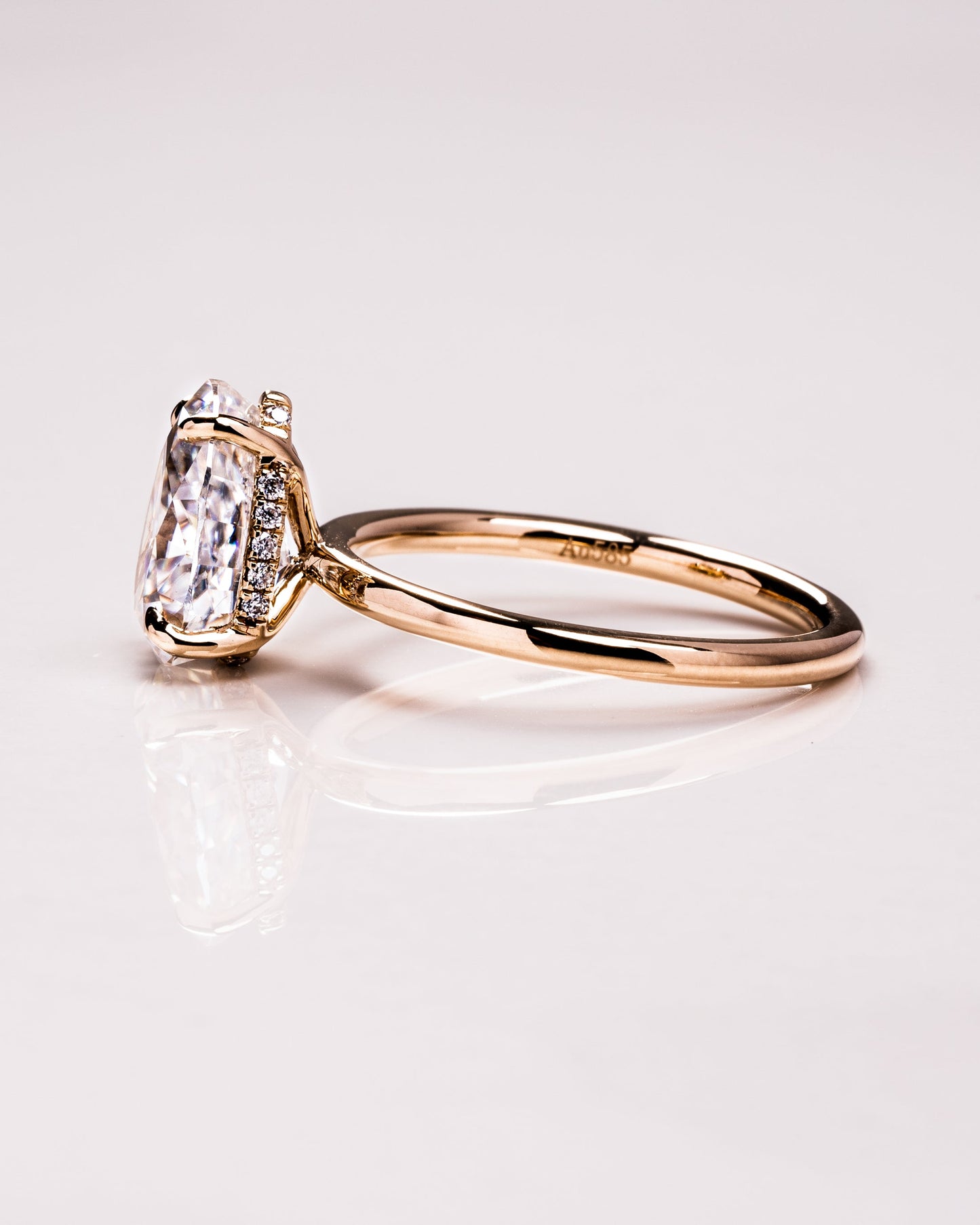 3.09 CT Pear Cut Lab Grown Diamond Engagement Ring With Hidden Halo Setting