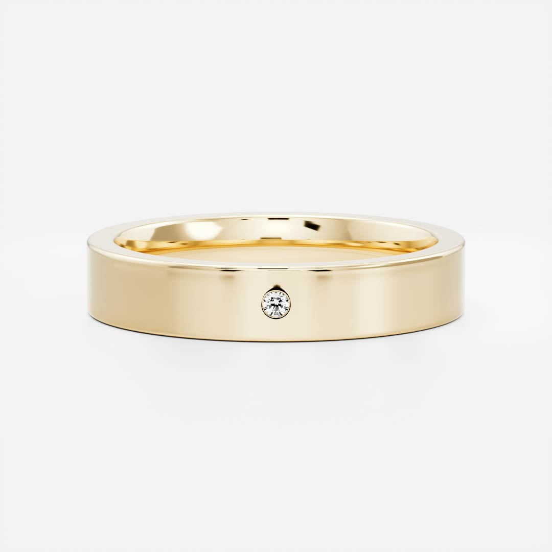 Classic Statement Single Stone Men's Gold Wedding Band