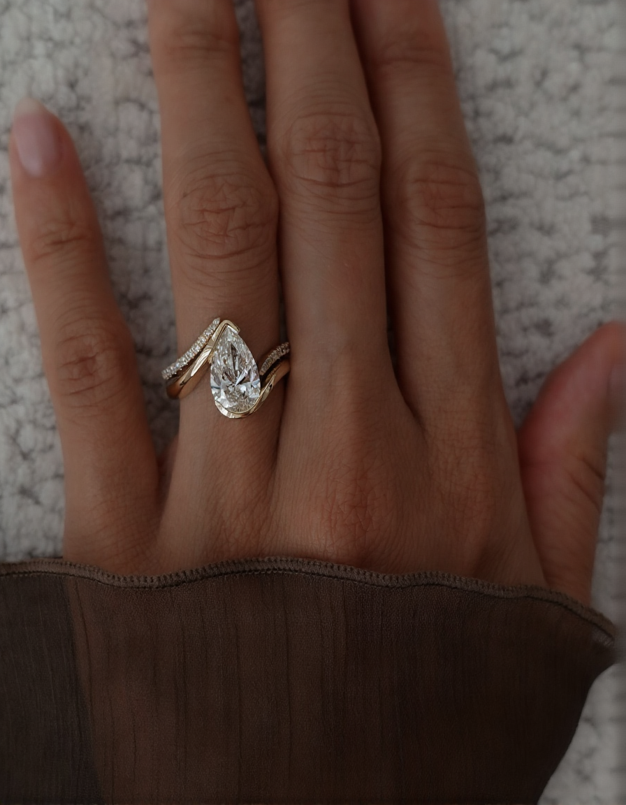 2.5 CT Pear Cut Solitaire Rapture Lab Grown Engagement Ring