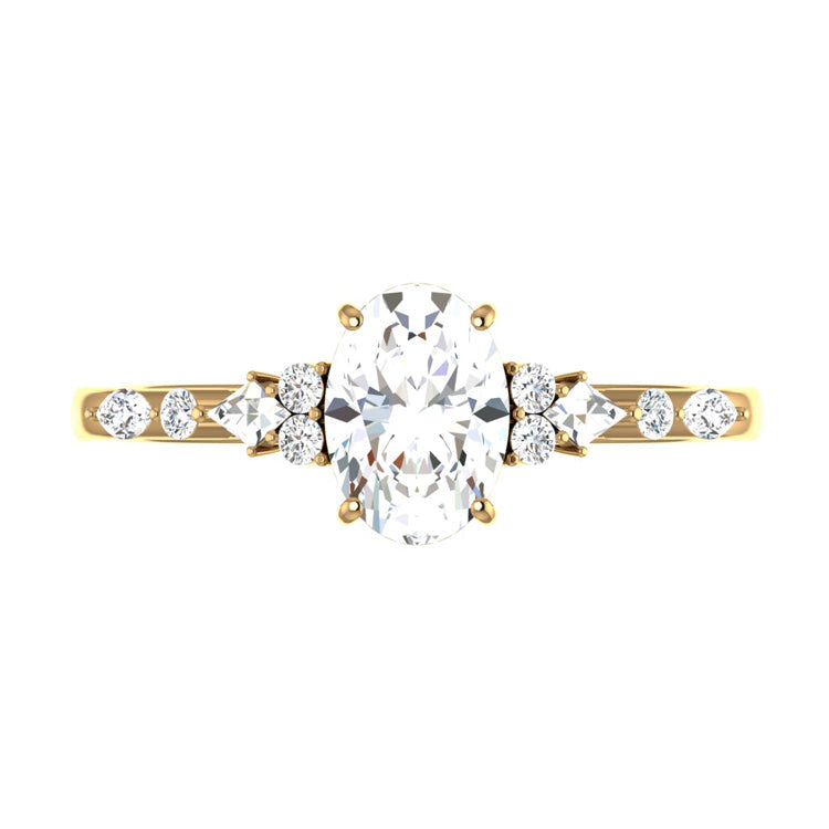 1 CT Oval Cluster Styled Lab Grown Diamond Engagement Ring